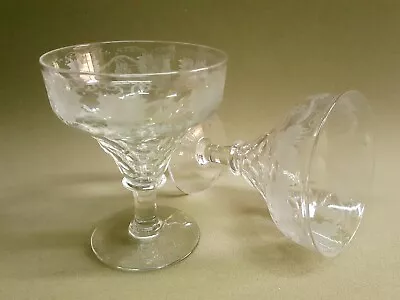 Antiquevictorian Crystal Etched Champagne Glasses John Walsh 1880 • $249