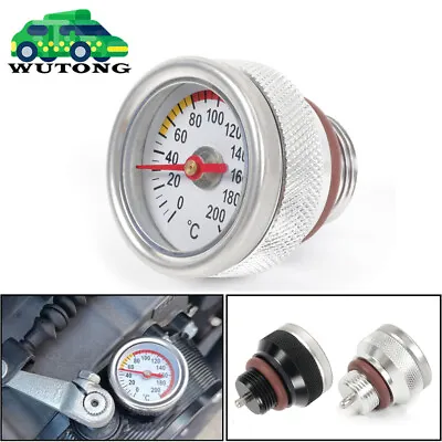 Silver M20x1.5 Motorcycle Oil Temp Temperature Gauge Filler Cap 0-200 Celsius • $15.95