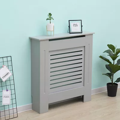 Radiator Cover Wall Mounted Modern MDF White Grey Oak Plain Slat Pattern Wooden • £29.95