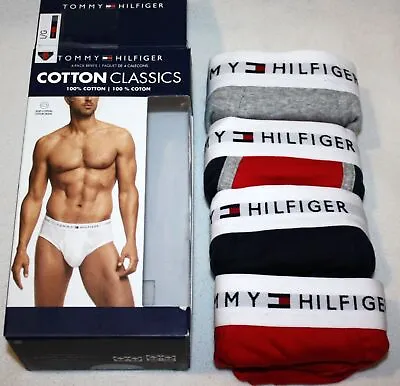 4 Tommy Hilfiger Briefs Cotton Pack Men's Red Navy Gray Underwear Classic Fit • $27.90