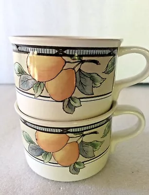 2 Mikasa Intaglio CAC29 Garden Harvest Fruit Design Flat Cups Or Mugs NOS • $6