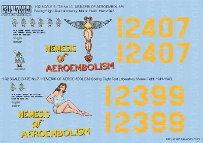 Warbird Decals 1/32 B17e No7 & 13 Nemesis Of Aeroembolism | 132107 • $18.99