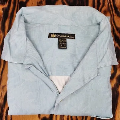 Duke Kahanamoku Hawaiian Shirt Men's XL Bamboo Cotton Short Sleeve Light Blue • $22.41