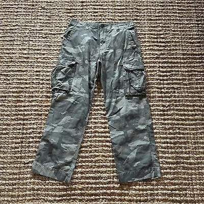 Vintage No Boundaries Pants Mens 36 Gray Camo Military Grunge Baggy Cargo Pocket • $28.99