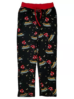 Celebrate Mens Black Valentines Day Dog Skateboard Sleep Pant Pajama Bottoms • $24.99