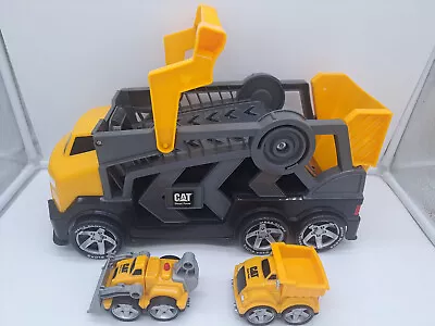 Mega Bloks Caterpillar Tiny N Tuff Truck Car Carrier With 2 Small Trucks • $20