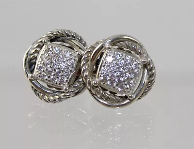 David Yurman Sterling Silver Pavé Diamond Infinity Stud Earrings • $103