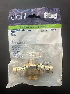 Dahl 3/4 Crimpex X 3/4 Crimpex Inline Straight Stop Brass 521-PX5-PX5-BAG • $9.99