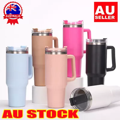 $32.99 • Buy 40OZ Tumbler Straw Lid Insulated Stainless Steel Water Bottle Coffee Mug Travel