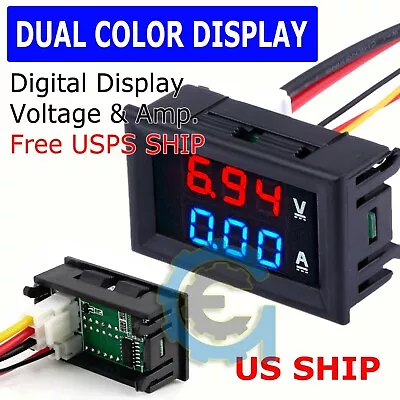 Mini DC 100V 10A Digital Voltmeter Ammeter Blue Red LED Volt Amp Meter Gauge US • $6.95