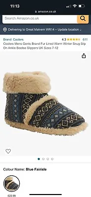 Mens Coolers Famous Booties - Mens Bootie Slippers Size 11-12 New • £8.50