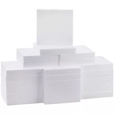 24 Pack Craft Foam Blocks 6x6x1 Inches Polystyrene Cubes Hard Foam Blocks Whi... • $23.23