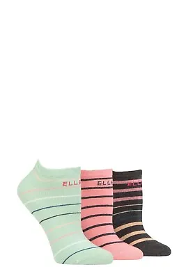 £7.99 • Buy Elle Ladies' Plain Cotton No-Show Low Trainer Socks In Various Colours - 3 Pairs
