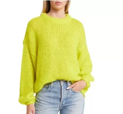 Vero Moda ADA Sweater Knit Chartreuse Crewneck Oversize Balloon Sleeve NEW NWT • $49.99