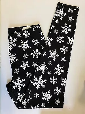 NOBO No Boundaries  Junior's Women's Ankle Leggings Snowflake L (11-13) Black • $9.75