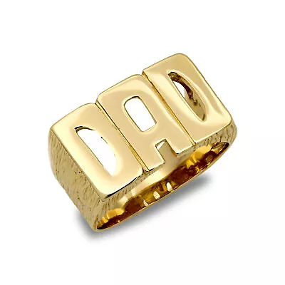 Mens Solid 9ct Gold Jewelco London Barked Sides DAD Ring • £488.99