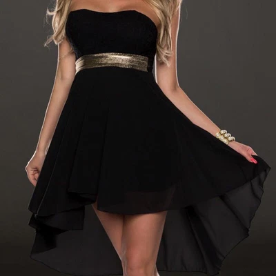 $0.99 • Buy Elegant Women Ladies Strapless Chiffon Pleated High-waisted Bridesmaid Dress
