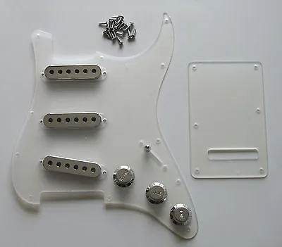 ST Pickguard Back Plate Clear W/ Chrome Pickup Covers Knobs And Tip For Strat • $38.25