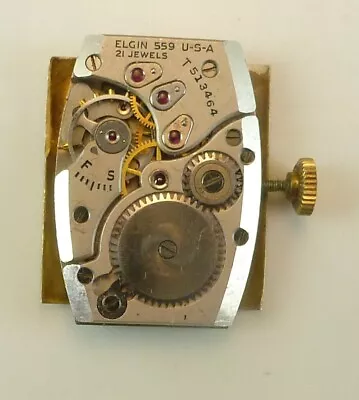 Vintage Elgin 559 Mechanical Movement - Parts Repair - Good Balance • $25