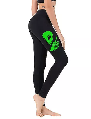 Women's Petite Alien Fingers Black Yoga Legging Workout  Joint Blunt V357 • $14.99