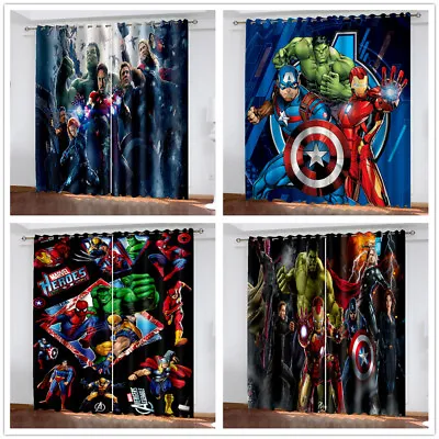 Kids Boys Marvel Superhero Blackout Curtains Room Curtains Ring Top Eyelet Gift • £40.32