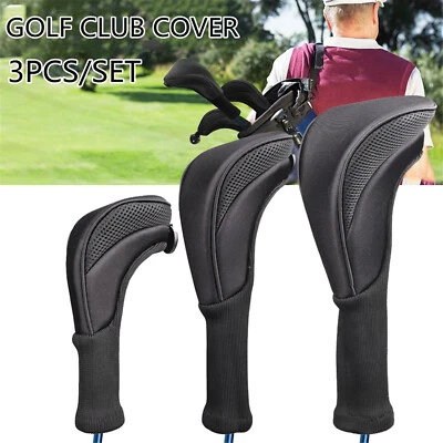 $26.99 • Buy 3Pcs Golf Club Head Covers Set Driver 1 3 5 Fairway Woods Headcovers Long Neck
