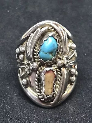 Vintage Jeff Largo Sterling Silver Navajo Turquoise Ring Size 7.75  • $99.99