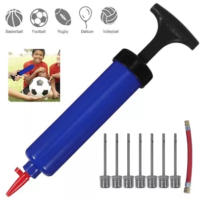 Sports Ball Manual Hand Air Pump Inflate Basketball Football Volleyball Needle U • $10.99