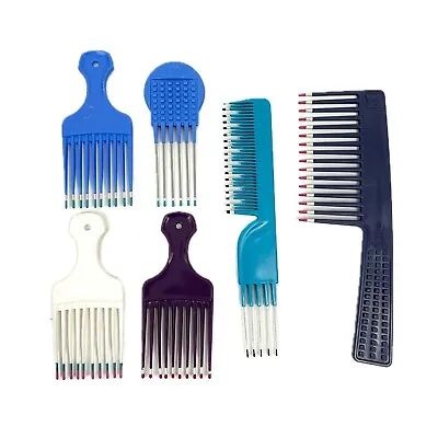 Lot Vintage 90s Mebco Hair Picks Combs Wide Life Plastic Metal Color Dip • $26