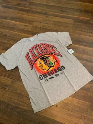 NHL CHICAGO BLACKHAWKS MEN'S VINTAGE TUBULAR T-shirt Gray LARGE/XL New '47 • $24.99