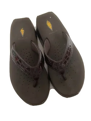 Volatile Wedge Platform Flip Flop Sandals Brown Womens Size 8 • $21
