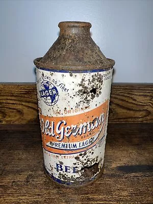 Vintage Old German Lager Cone Top Beer Can - Empty Collectible Breweriana • $30