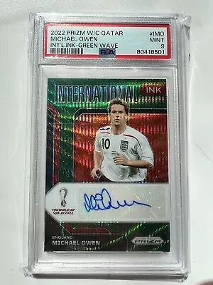 2022 Prizm World Cup Qatar Michael Owen International Ink Green Wave PSA 10 Auto • $125