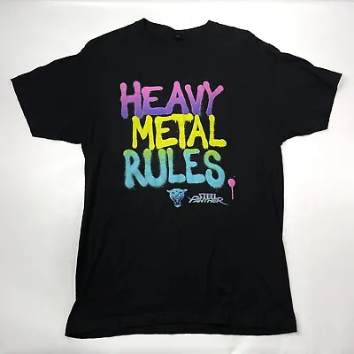 Heavy Metal Rules Steel Panters Rock Band Concert Black T-Shirt Men's Size L • $20.40