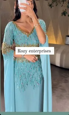 African Dress Fancy Abaya Dubai Caftan Formal Beaded Moroccan Kaftan For Womens • $157.68