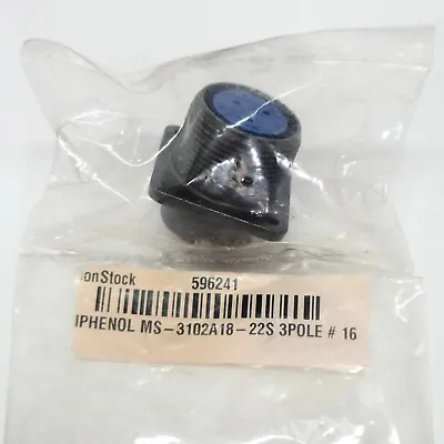 AMPHENOL  MS-3102A18-22S Military Receptacle ~ 3 Pole ~ # 16 ~ NEW • $9.99