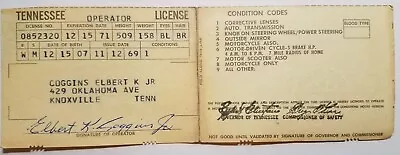 Vintage 1960's TN Tennessee Driver Operator License Expired 1971 Paper ID • $8.99