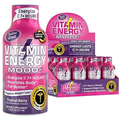 (12 Pack) Vitamin Energy® Mood+ Tropical Berry Energy Shots Clinically Proven • $29.95
