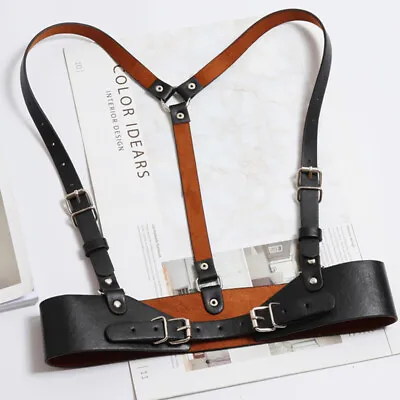  Women Leather Belt Body Chest Harness Waist Suspenders Retro Corset Straps • £9.29