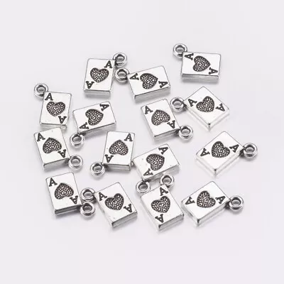 Tibetan Silver Charms Playing Card Ace Of Hearts 8mm X 6mm 20pcs C492 • £2.50