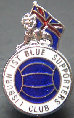 LINFIELD Vintage LISBURN 1st BLUE SUPPORTERS CLUB Maker LONDON BADGE 15mm X 24mm • £29.99