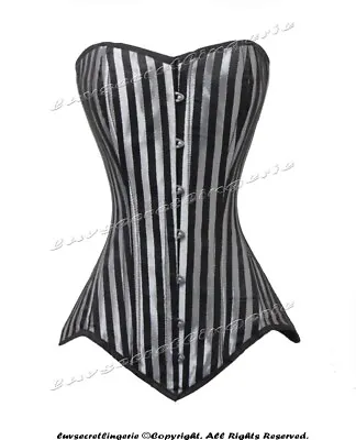 26 Double Steel Boned Waist Training Brocade Stripe Long Overbust Shaper Corset • $66.99