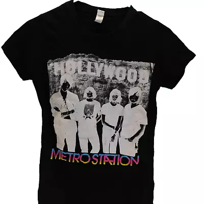 Metro Station Band Hollywood Mason Musso Trace Cyrus T-Shirt Women Size Medium  • $10.32