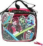 Monster High Black Pink Characters Insulated Lunch Tote Bag + Free Bonus Patches • $14.99