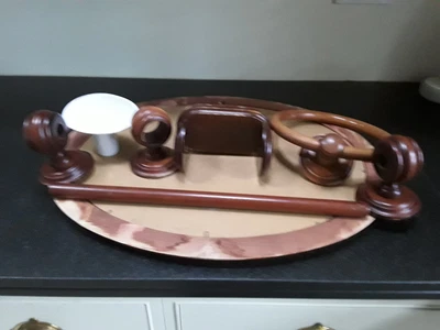 £5 • Buy 5 Piece Wooden Bathroom Accessories Set