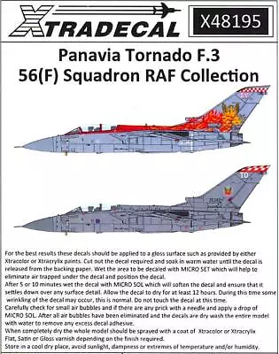 Xtra Decals 1/48 PAVAVIA TORNADO F.3 56(F) SQUADRON RAF COLLECTION • $13.50