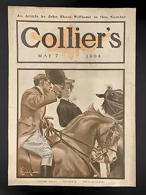 May 7 1904 Collier's By JC Leyendecker: Riding Couple On Horseback • $39.99