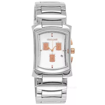 Roberto Cavalli Tomahawk Mens Chronograph Watch White Rose Gold Silver Steel • $74.80