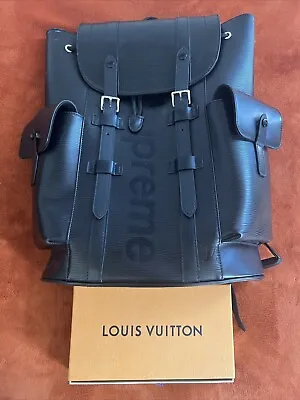 USED LOUIS VUITTON X SUPREME LV CHRISTOPHER BACKPACK - BLACK • $6000