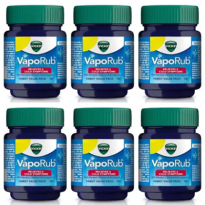 6 PCS Vicks Vaporub Balm For Blocked Nose Cough Nasal Congestion Headache 25ml • $27.30